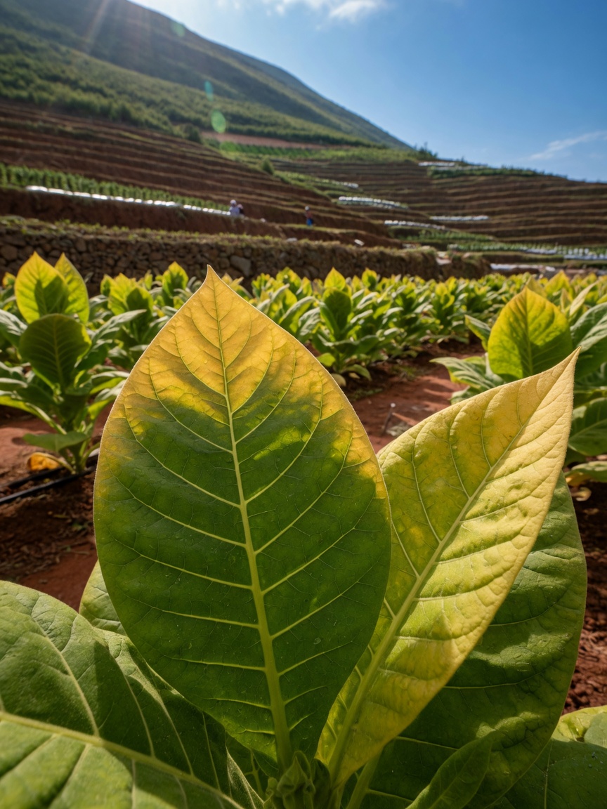 Comparaison de la croissance des plants de tabac sous différentes densités de plantation — une structure de couvert appropriée est la base de la qualité des feuilles.